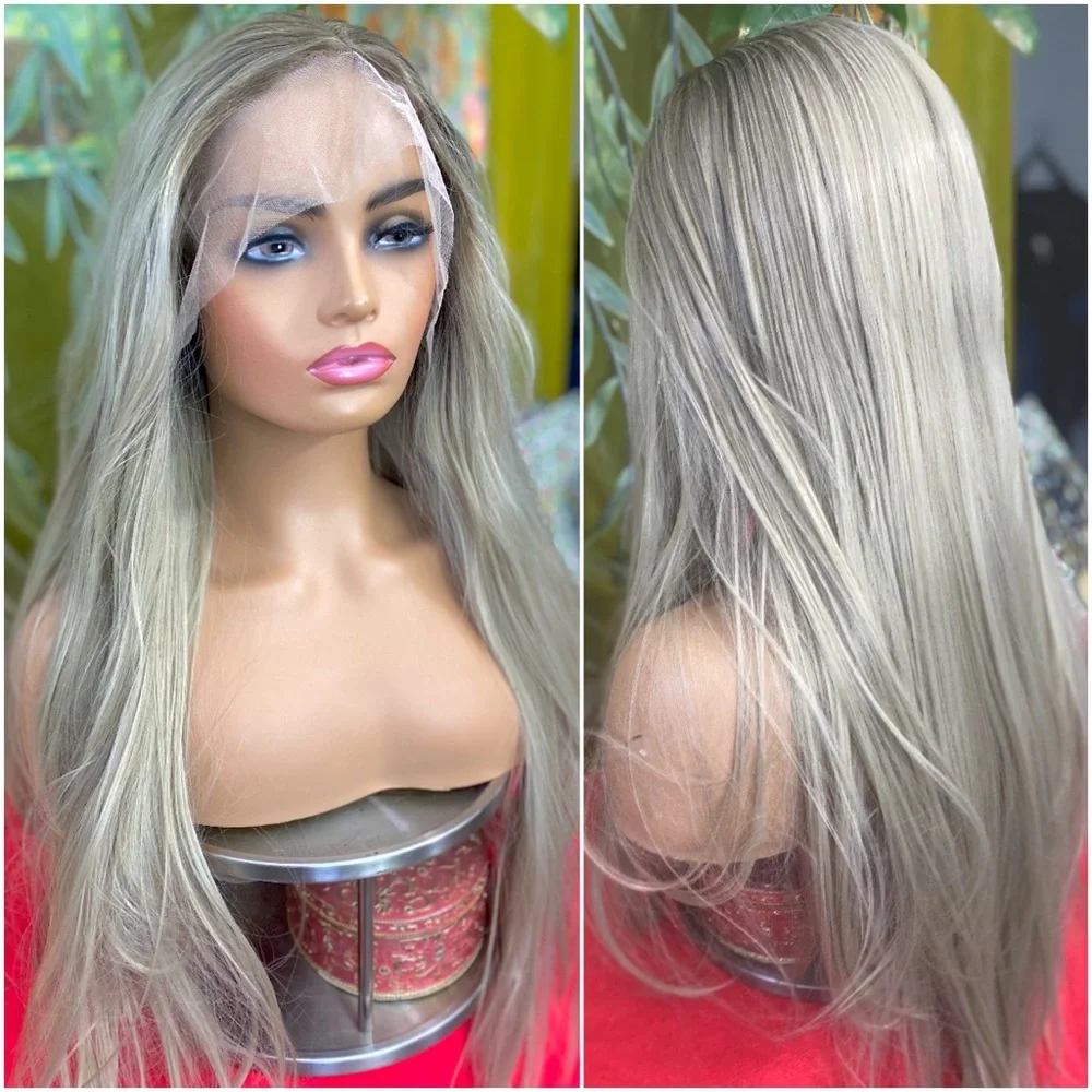 lace front rooted ash blonde wig